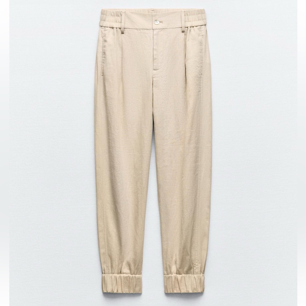 Zara Linen Blend Joggers Pants 🤎
